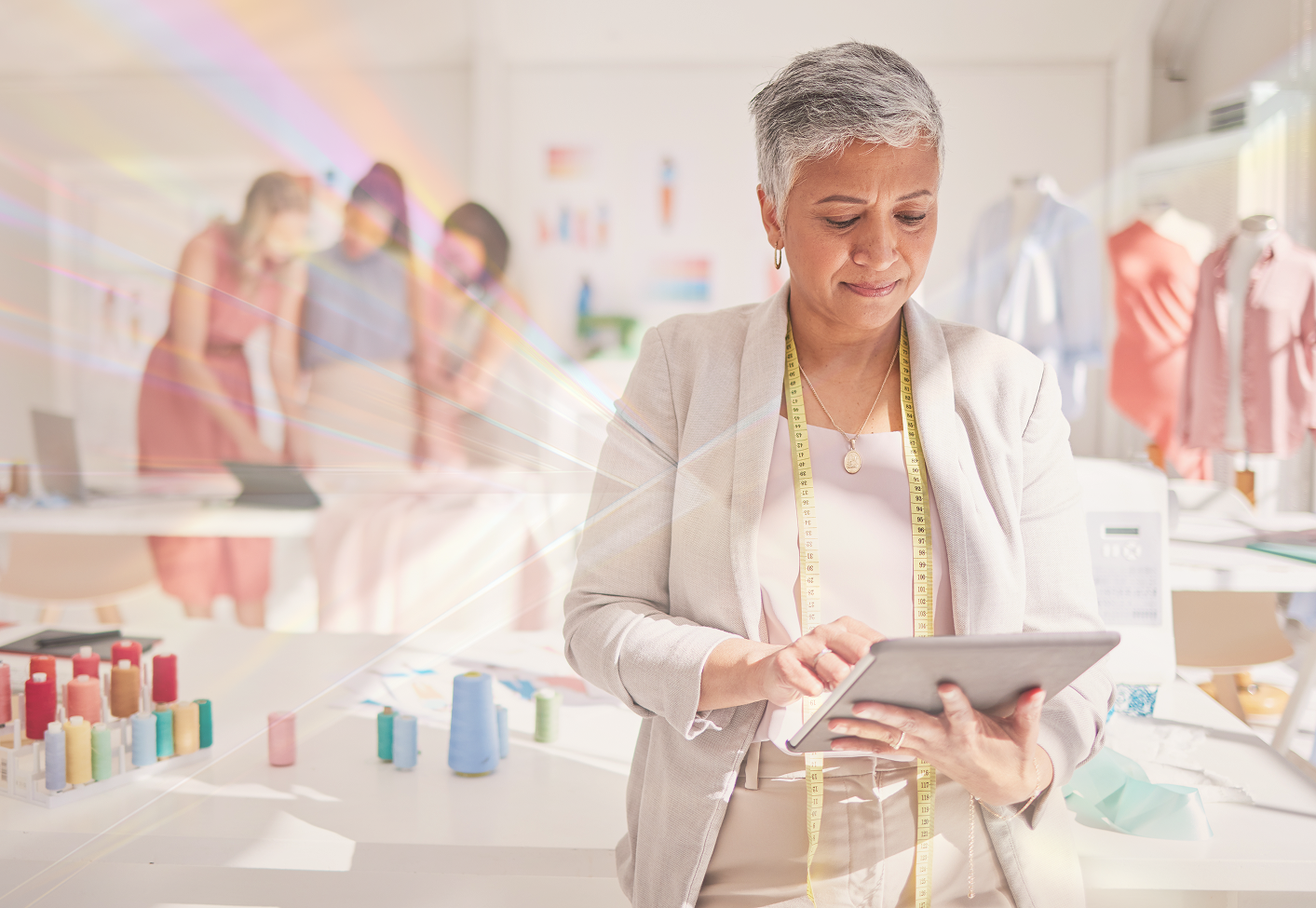 Small business owner using AI tools